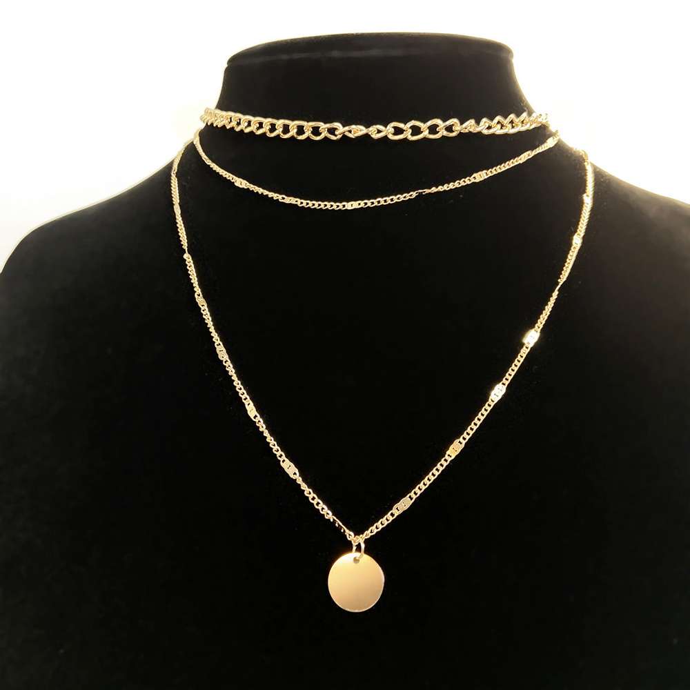 Fashionable Personality Small Disc Pendant Multi-Layer Necklace - Minihomy