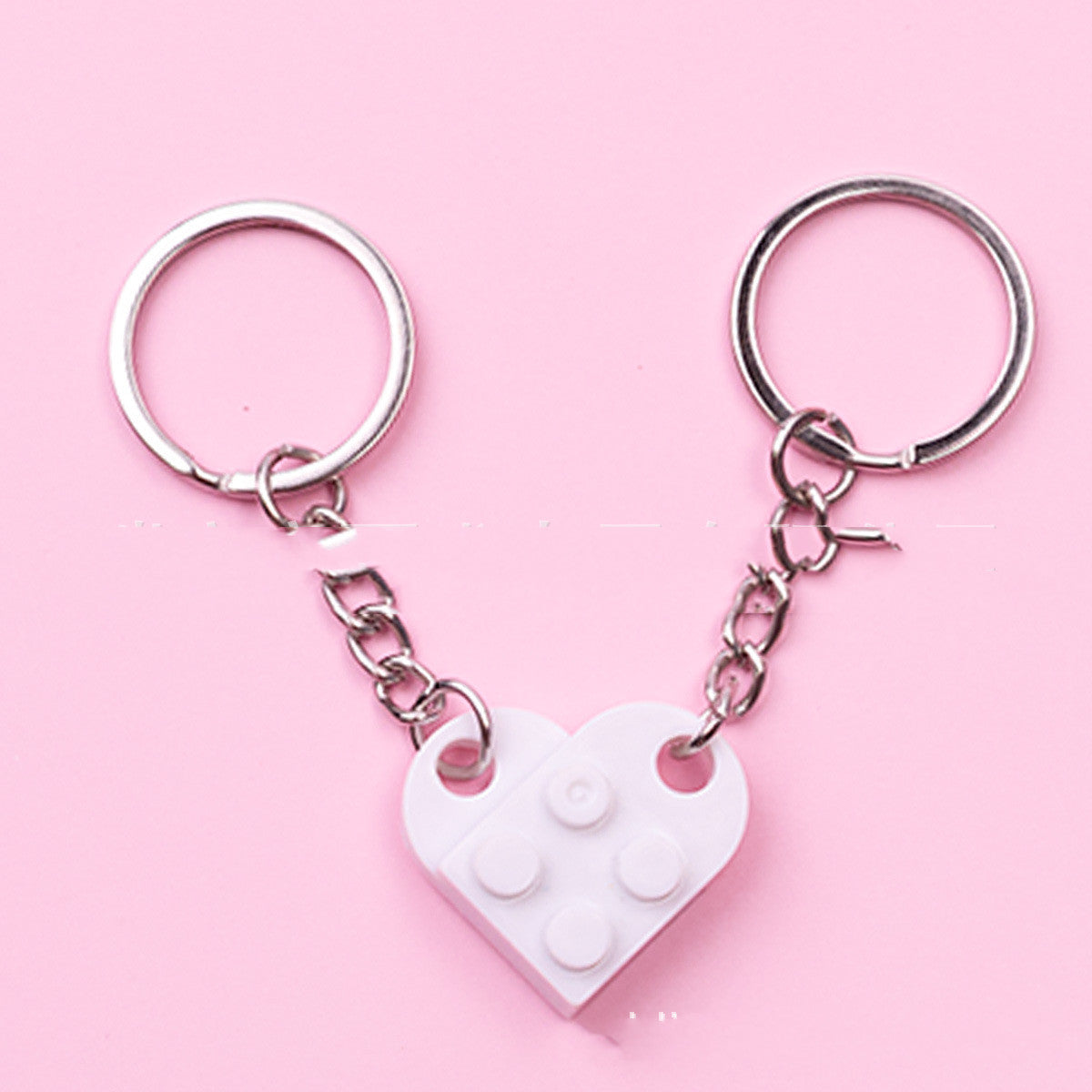 Heart Key Chain Valentines Day Gift Blocks Can Split Key Link Couples - Minihomy