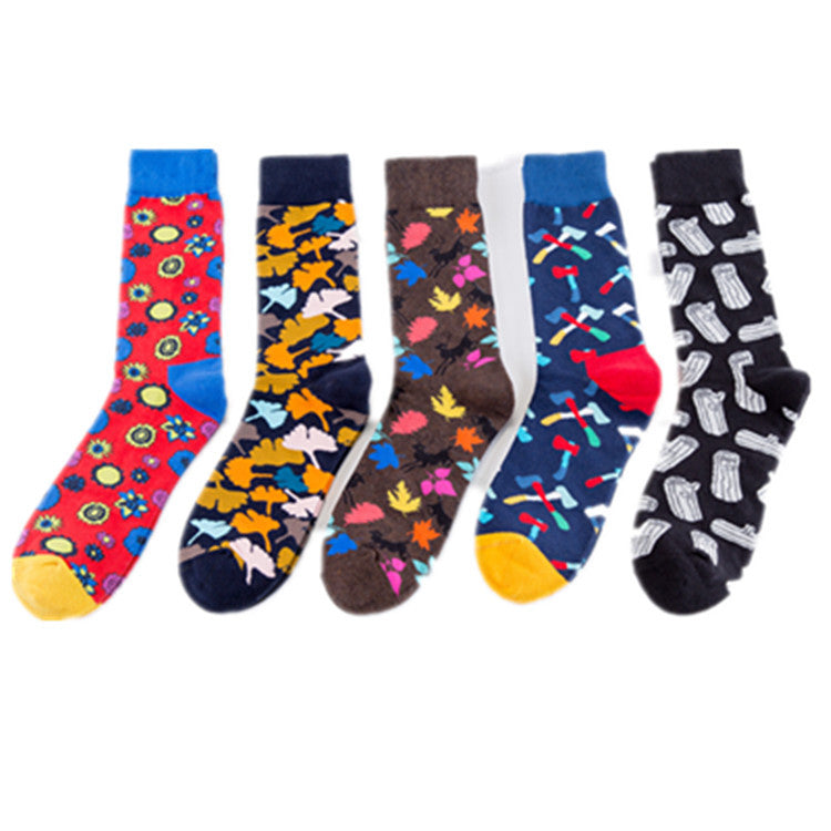 Street skateboarding personality forest series men's socks