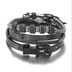 3 diamond double-row drill crescent stainless steel bracelet - Minihomy