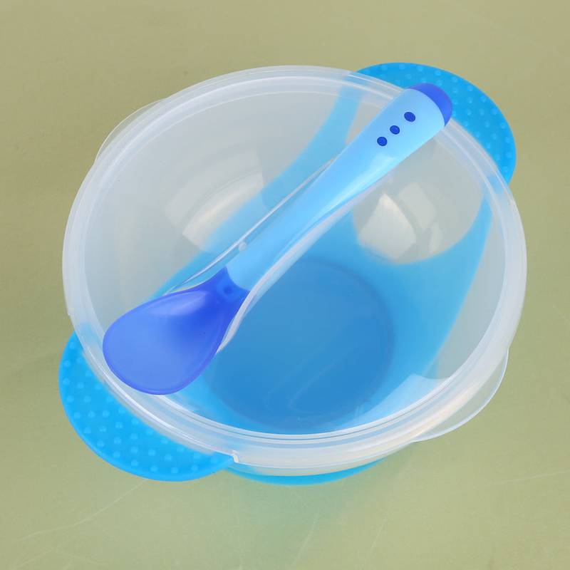 1pc/3Pcs/set Baby Tableware Dinnerware Suction Bowl with Temperature Sensing Spoon baby food Baby Feeding Bowls dishes - Minihomy