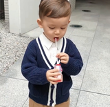 Autumn baby sweater cardigan college wind color boy handsome jacket - Minihomy