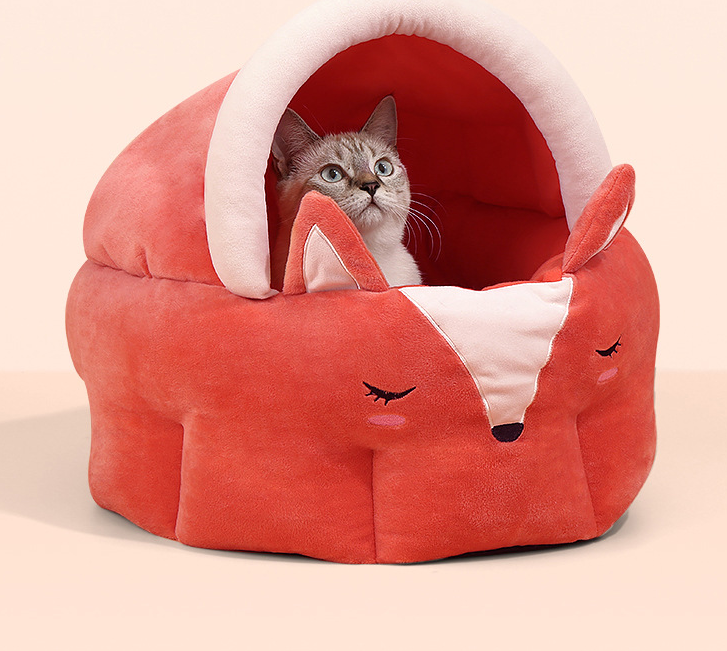 Funny Fox Shape Pet Cat Bed House Cozy Dog Cat Mat Bed Warm Durable Portable Pet Basket Kennel Dog Cushion Cat Supplies - Minihomy