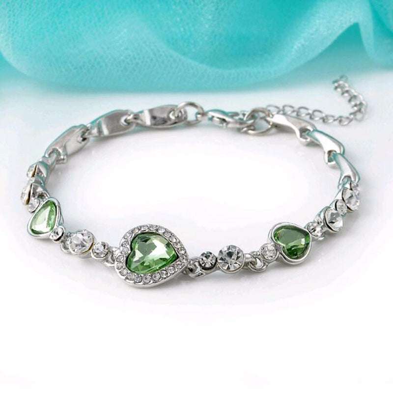 Heart-shaped Heart Zircon Crystal Diamond Bracelet - Minihomy