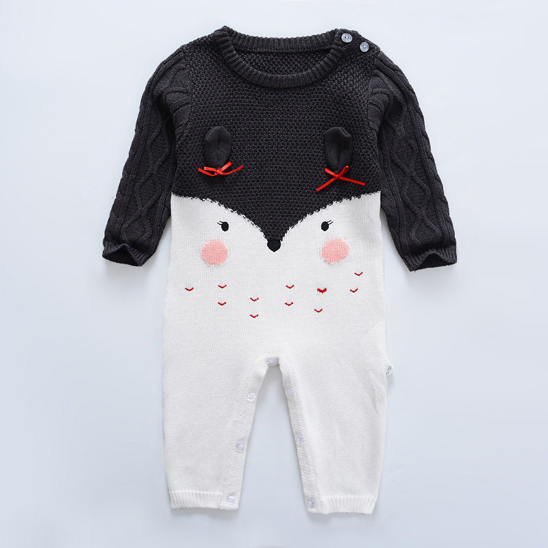 Autumn and winter baby knitted sweater jumpsuit - Minihomy