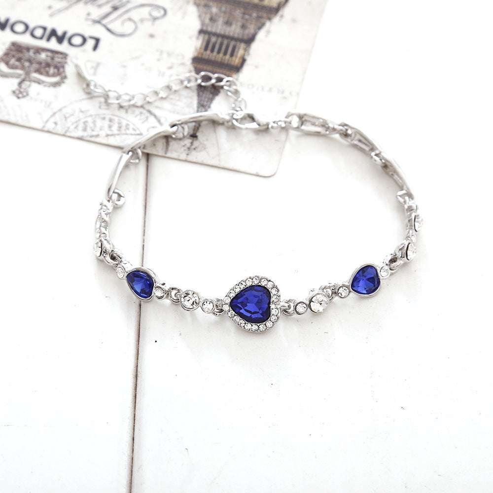 Heart-shaped Heart Zircon Crystal Diamond Bracelet - Minihomy