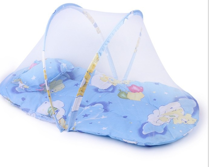 Portable Foldable Baby Kids Infant Bed Dot Zipper Mosquito Net Tent Sleeping Cushion - Minihomy