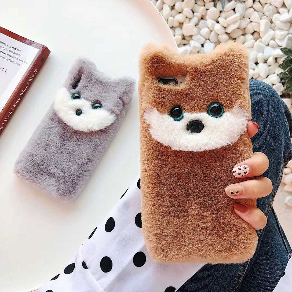 Plush dog phone case soft case - Minihomy