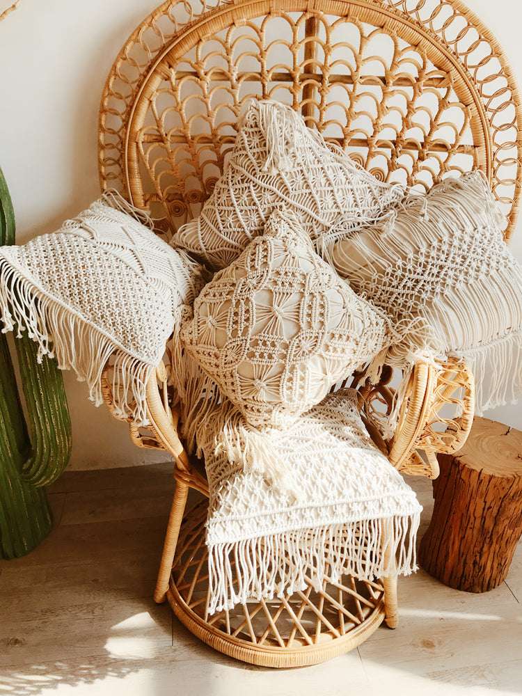 Hand-Woven Cotton Rope Tassel Cushion Pillowcase - Minihomy