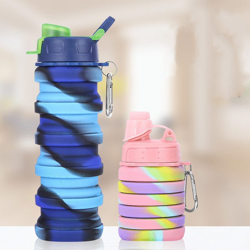 Foldable Water Bottle Leakproof Fold Silicone Cute Water Bottles Kids Cup with Straw - Minihomy