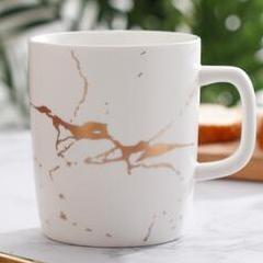 European style golden marbled ceramic cup - Minihomy