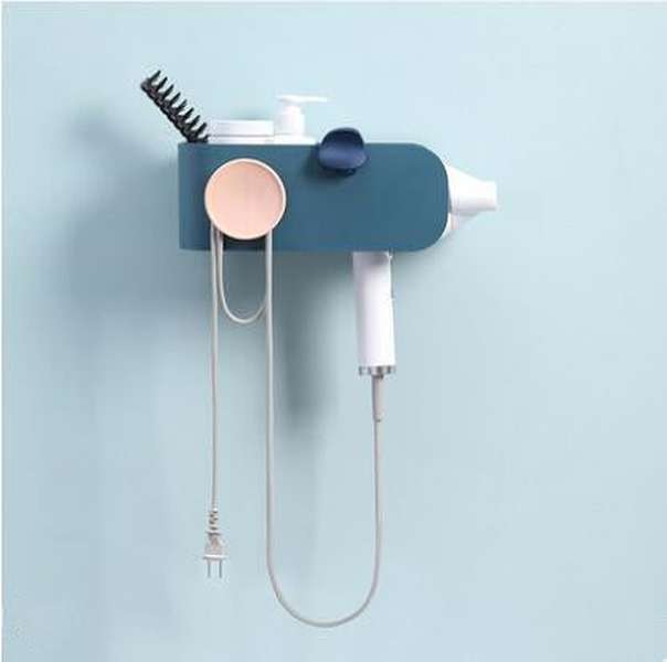 Bathroom hair dryer rack free punch hook bracket - Minihomy