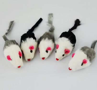 Cat toy cat fake mouse toy tiantian cat rabbit skin mouse (5 packs) funny cat toy - Minihomy