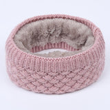 Winter warm men and women solid color wool knit plus velvet thick collar