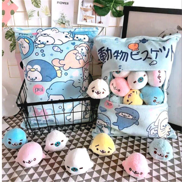 A Large Bag Of Snacks And Pillow Plush Toys - Minihomy