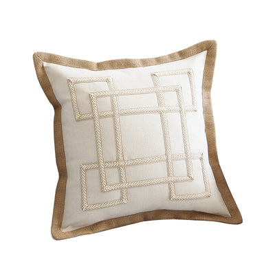 Geometric Embroidery Solid Color Pillow Case - Minihomy