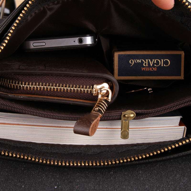 Luxury Vintage Man Bag PU Leather Shoulder Bag - Minihomy