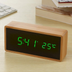 Bamboo Wooden Mirror Alarm Clocks Temperature Sounds Control Desktop Clock - Minihomy