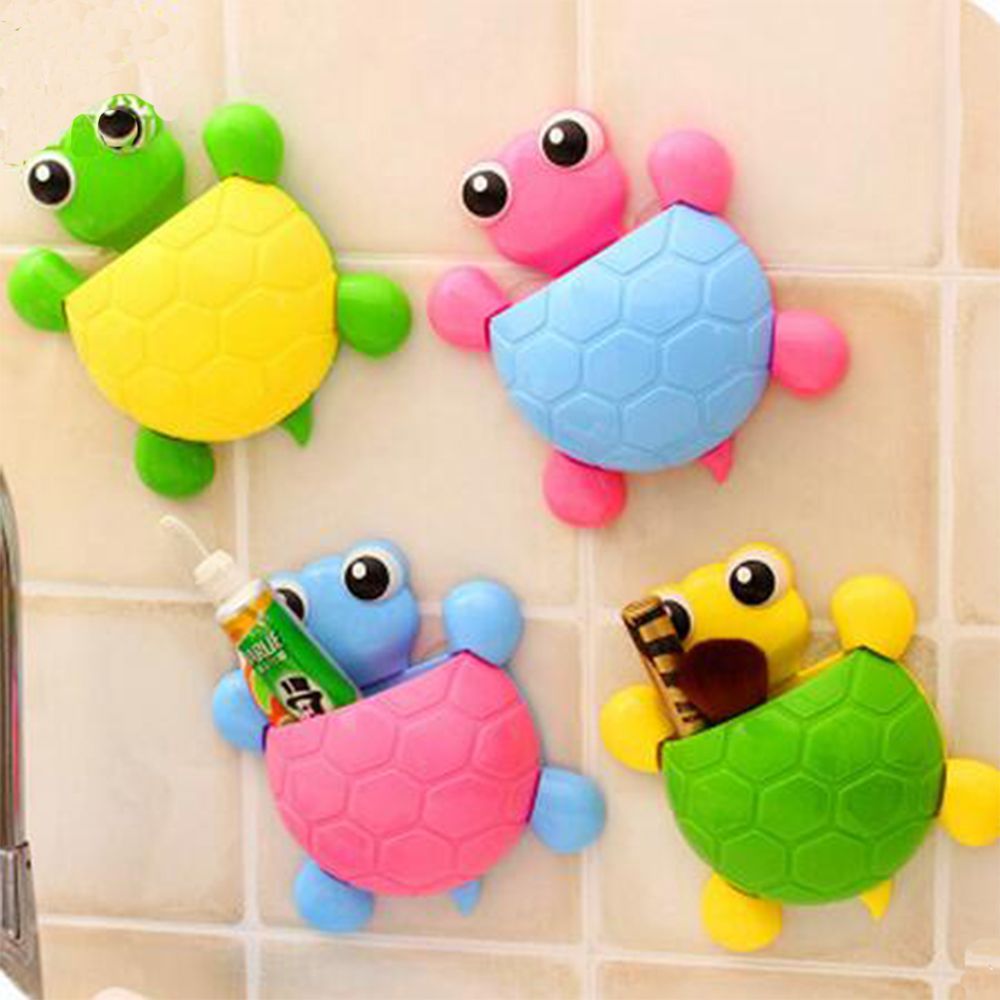 Turtle toothbrush holder with strong suction cup