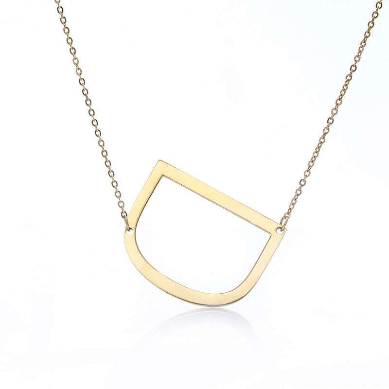 Fabulous Rose Gold Plated Stainless Steel Initial Letter Pendant Necklace - Minihomy