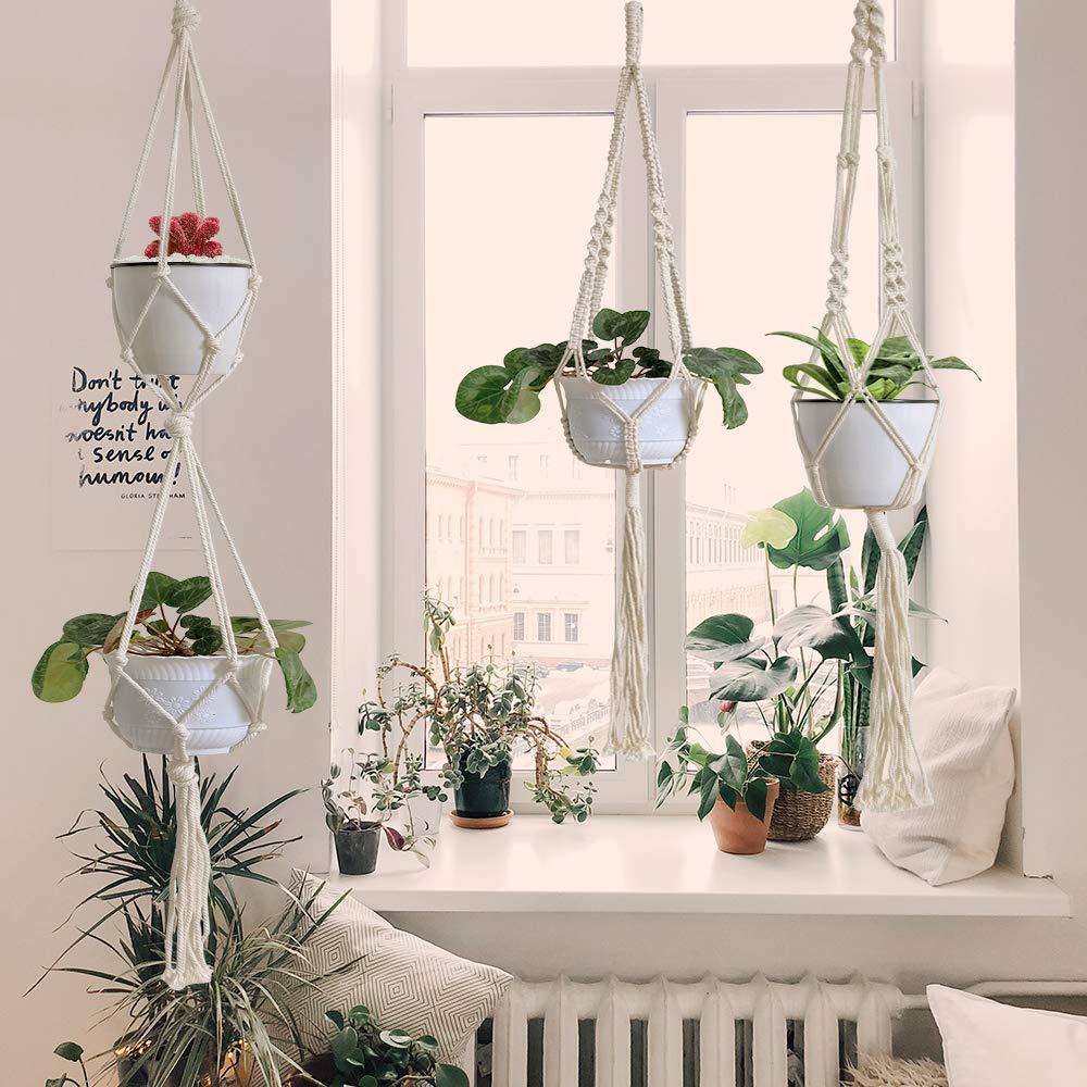 4 Pack - Macrame Hanging Baskets - Minihomy