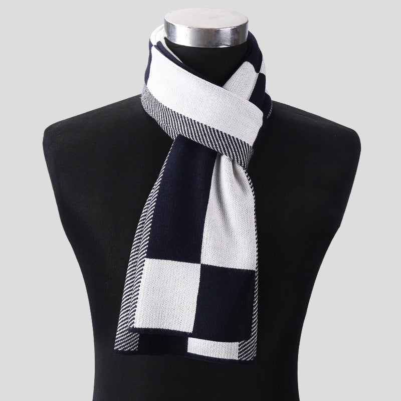 Plaid Men Scarf Knitted Scarf - Minihomy