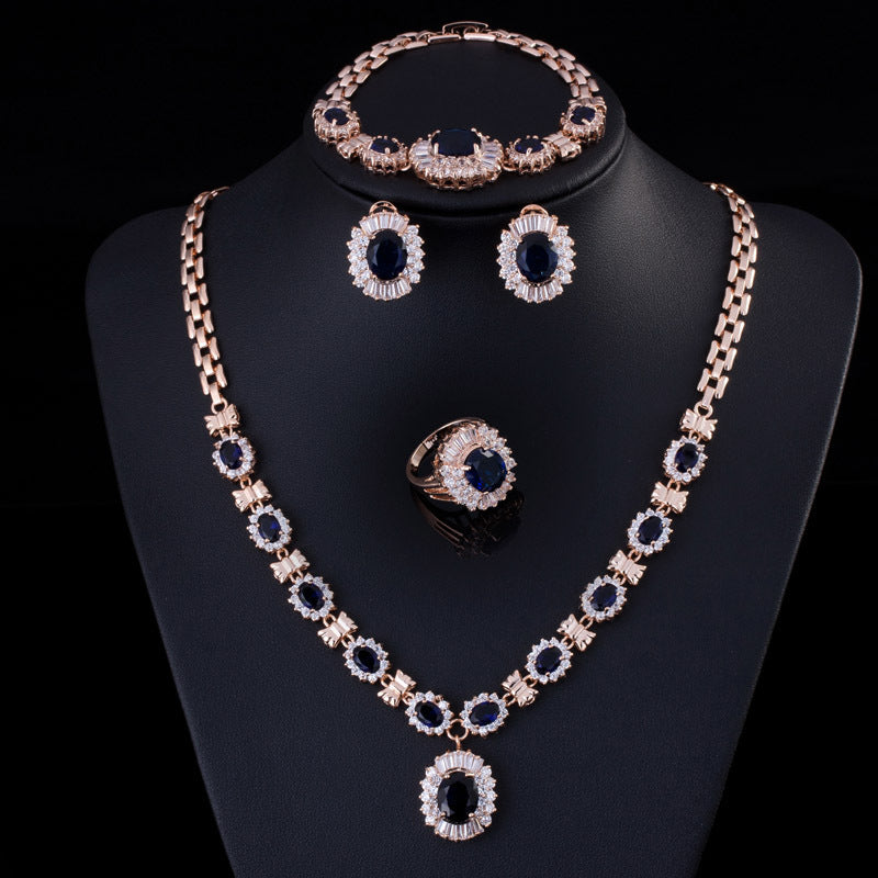 Big Brand Retro Zircon Necklace Set Chain Women - Minihomy