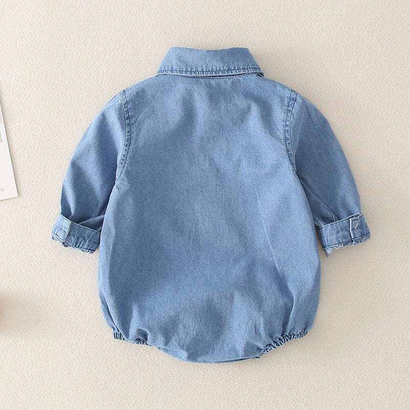 Girl baby jeans wear a triangular climbing suit - Minihomy