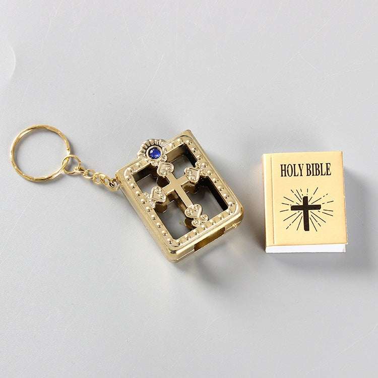 Mini HOLY Bible Keychain Religious Christian Jesus Cross Key Chain Women Prayer God Bless Gift Souvenirs Keyring - Minihomy