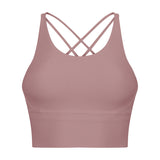 Solid Color Thin Shoulder Strap Sports Bra For Women