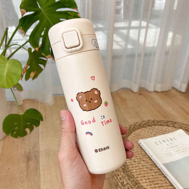 Square buckle bear bounce cover thermos cup