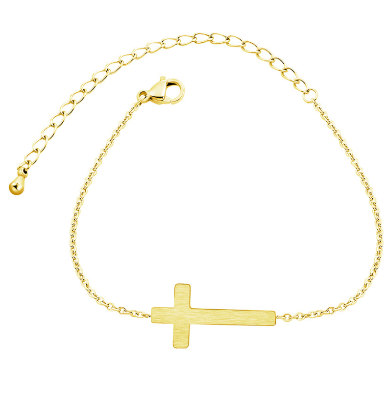 Jesus Christ Cross Bracelet Silver Gold Bracelet Bridesmaid Gift Religious Jewelry Stainless Steel - Minihomy