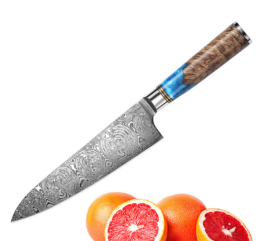 Damascus Steel Nakiri Knife with Ebony Handle - Chef Knife - Minihomy