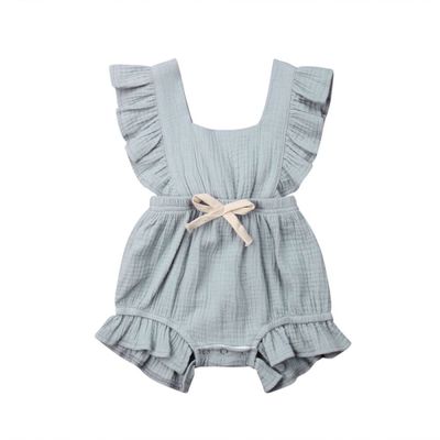 Lotus leaf lace sleeve bow baby dress - Minihomy