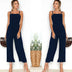 High Waist Wide Leg Jumpsuits Solid Color Elegant Temperament Daily Spring Cloth for Women - Minihomy