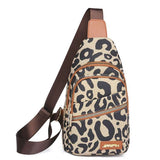 Leopard Print Sling Chest Bag With Headphone Jack Crossbody Backpack Shoulder Bag Women - Minihomy