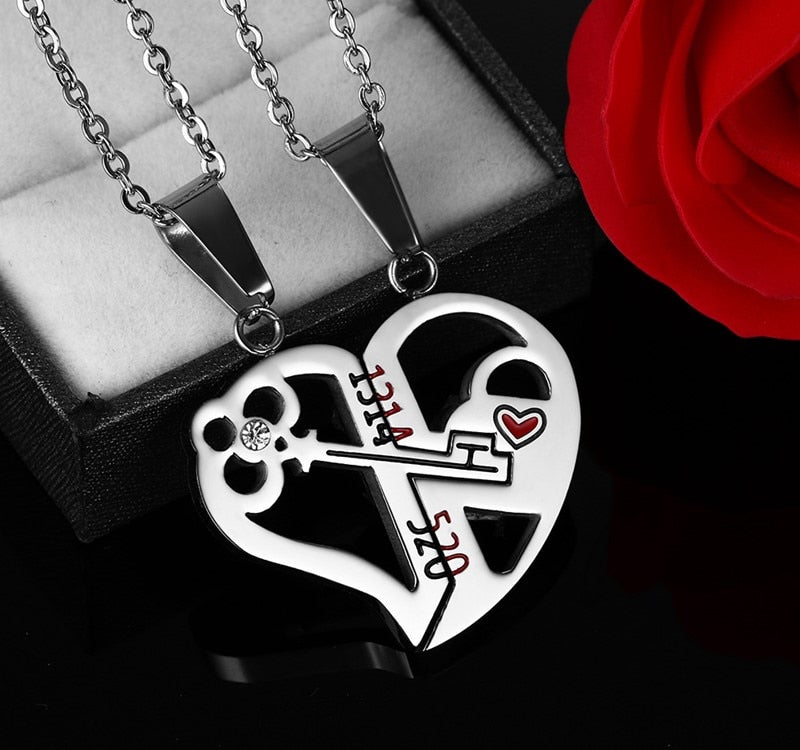 Pendant Love Necklace Set Lover Valentine Gifts Stainless Steel Chain Necklace - Minihomy