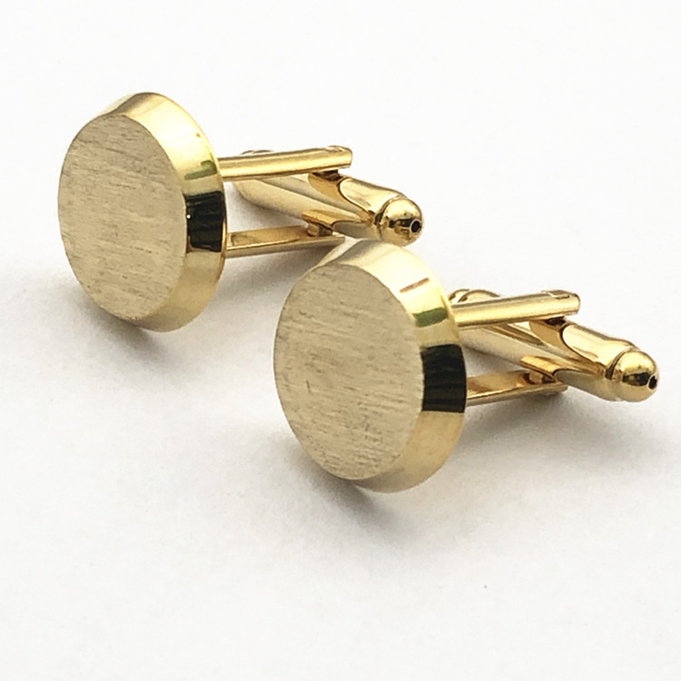 French Gold Brushed Round Men's European And American Cufflinks - Minihomy