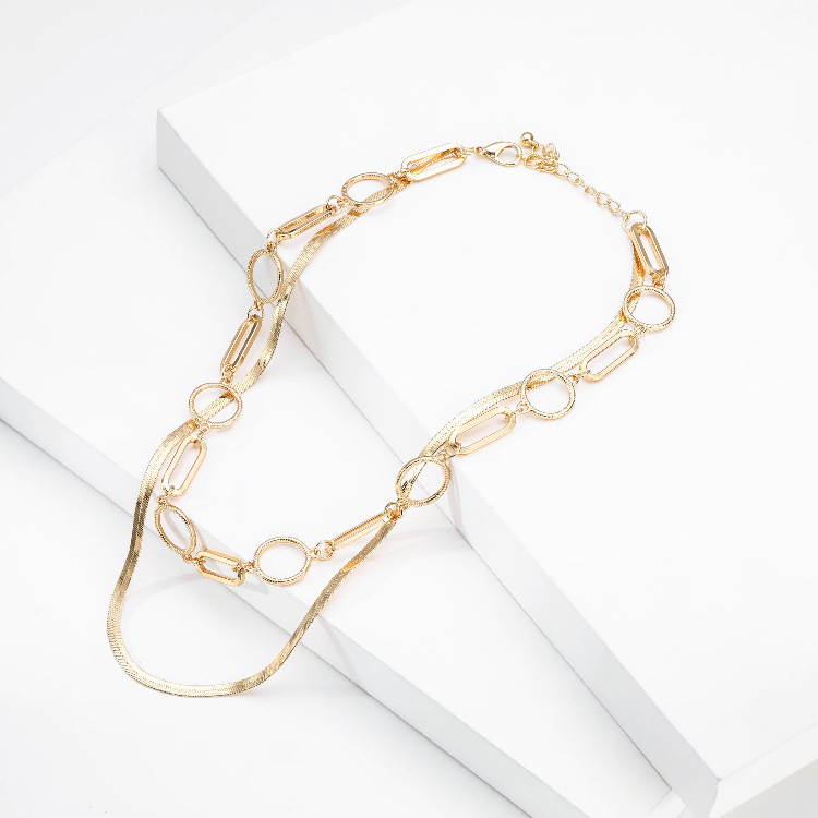 Multilayer Irregular Geometric Chain Snake Bone Flat Chain Lock - Minihomy