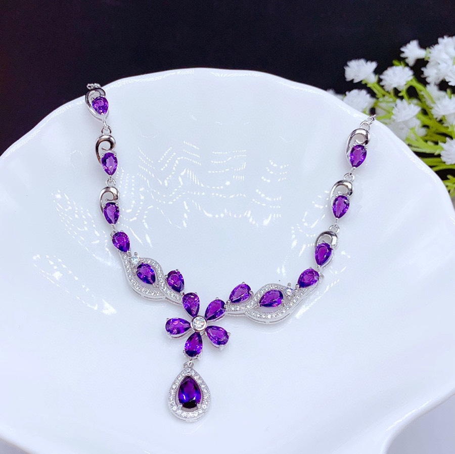 Natural Brazilian Amethyst Necklace Women - Minihomy