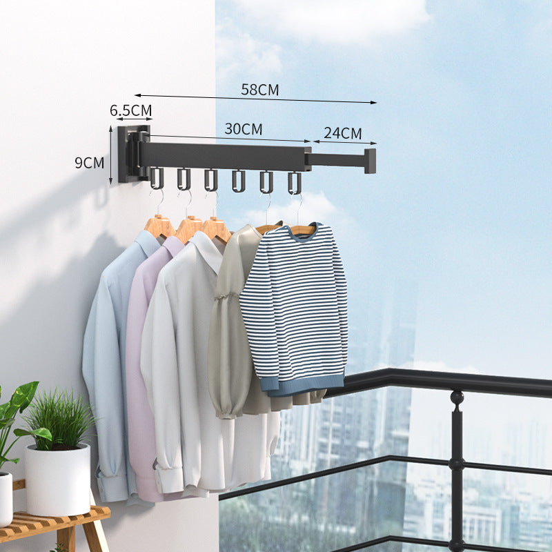 Folding Clothes Hanger Wall Mount Retractable Cloth Drying Rack Indoor & Outdoor Space Saving Aluminum Home Laundry Clothesline - Minihomy