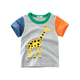 Summer Cartoon Elephant T Shirt Boys Girls Animals Short Sleeve