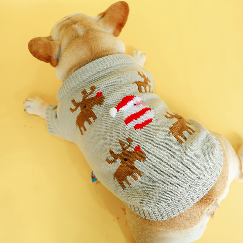 Pet christmas sweater Coat Sweater Gray Cotton Knit - Minihomy