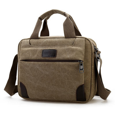 Men's canvas bag compartment Mens satchel retro casual bag large cross section - Minihomy