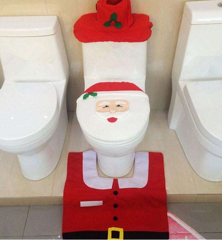 Merry Christmas Bathroom Curtain Santa Claus Toilet Seat Christmas Decorations - Minihomy