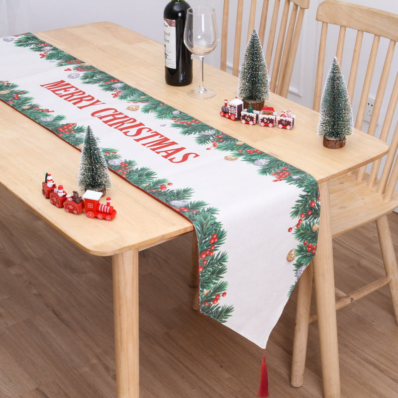 Christmas Table Flag Double Printing Snowman Table Mat - Minihomy