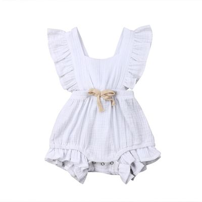 Lotus leaf lace sleeve bow baby dress - Minihomy