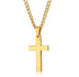 Korean Christian single smooth titanium Cross Necklace Pendant with chain stainless steel men's jewelry - Minihomy