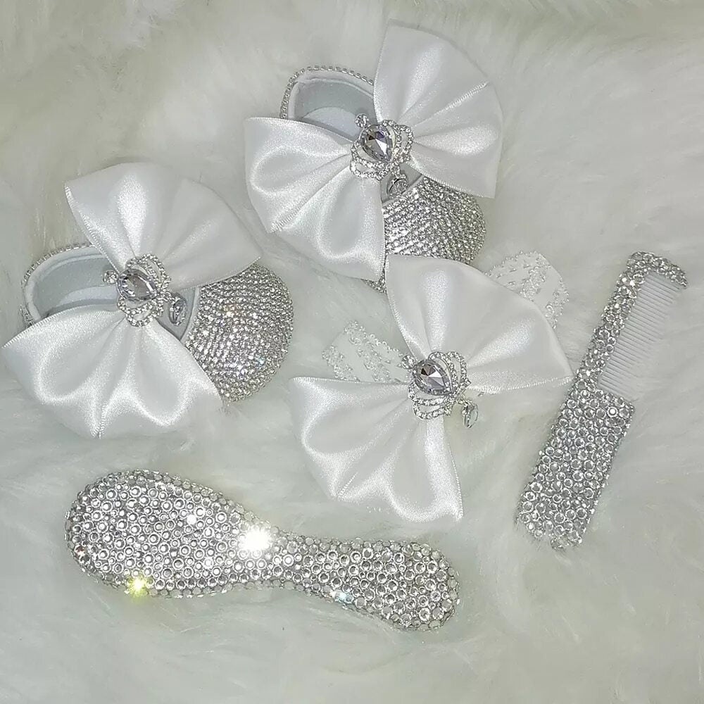 Handmade Bow Rhinestones Baby Girl Kids Shoes Hairband Sunglasses Comb - Minihomy