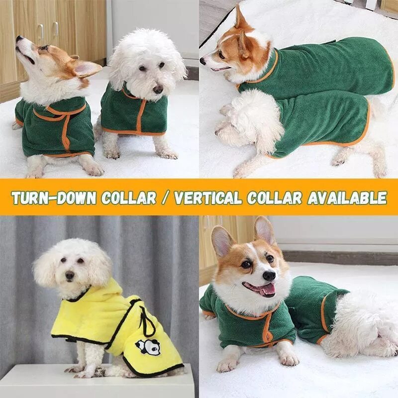 Dog Bathrobe Towel Bath Robe Pet Bathrobe Drying Coat Absorbent Towel For Large Medium Small Dog - Minihomy